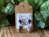 Silver Owl Charm~Amethyst Earrings