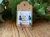 Antique Silver Filigree Key Charm~Malachite & Onyx Earrings