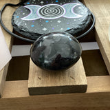Indigo Gabbro palm stones, Mystical Merlinite