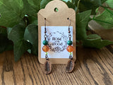 Copper Tall Tree~Carnelian & Malachite Earrings