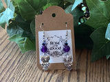 Silver Owl Charm~Amethyst Earrings