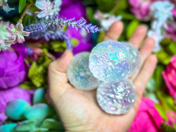 Aura Quartz Full Moon Sphere