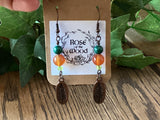 Copper Tall Tree~Carnelian & Malachite Earrings