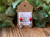 Silver Drop Charm~Coral & Onyx Earings