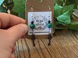 Antique Silver Filigree Key Charm~Malachite & Onyx Earrings