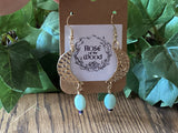 Gold Dimple Crescent~Amazonite Earrings