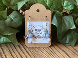 Silver Crescent Moon with Stars Charm~Angelite & Morganite Earrings