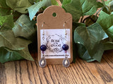 Silver Drop Charm~Lapis & Moonstone Earrings