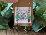 Brass Large Sun~Aventurine & Tiger's Eye Earrings