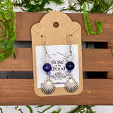 Silver shell Charm~Sodalite & Moonstone Earrings
