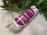 Wellness Wand - White Sage with Rose Petal and Quartz