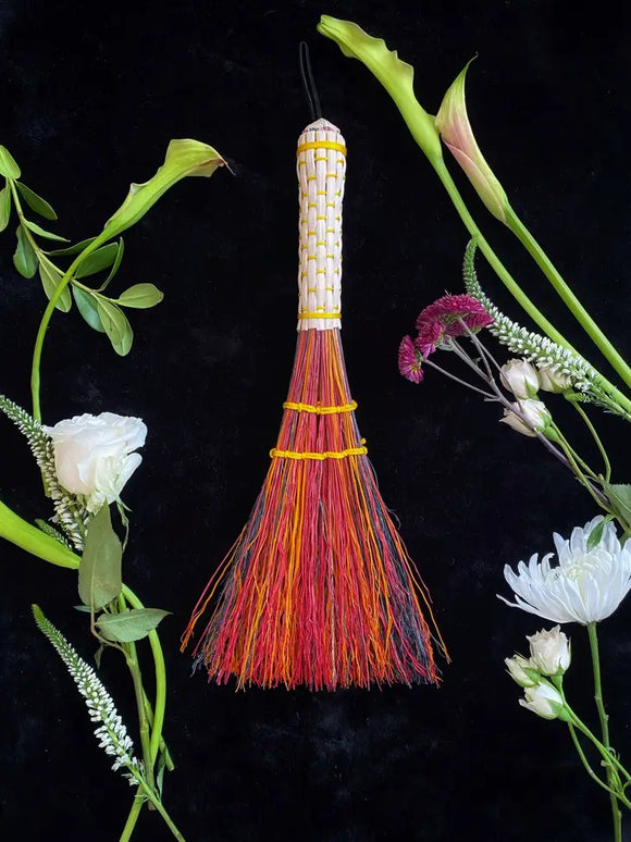 Hand Broom Red - Poppy and Black (small)