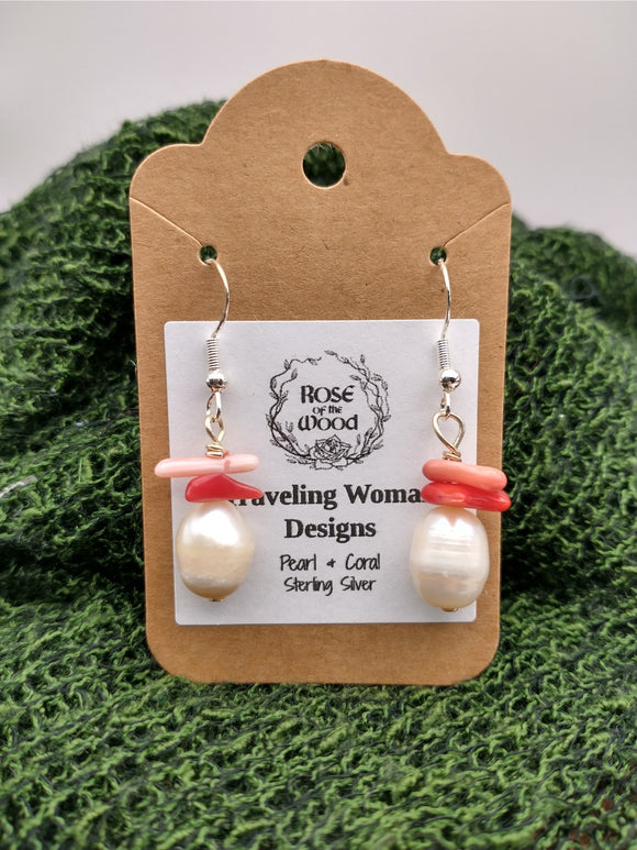 Pearl & Coral Earrings