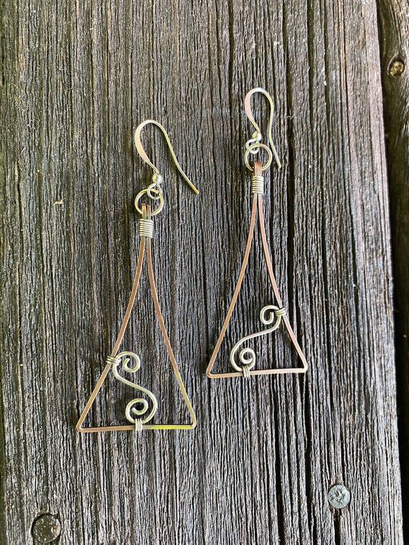 Copper Earrings with Sterling Silver