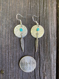 Sterling Silver Earrings with Turquoise and Feather